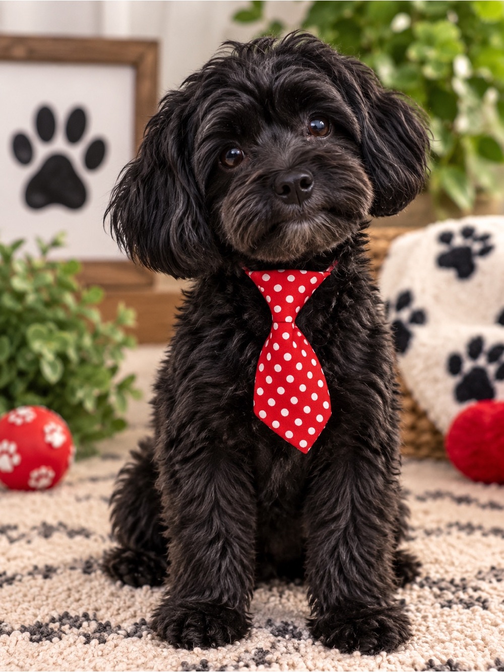 Red & White Polka Dot Pet Neck Tie Classic Dog Cat Necktie Fashion Accessory
